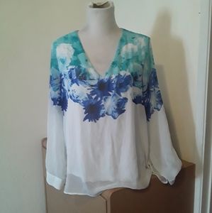 Calvin Klein blue and green blouse